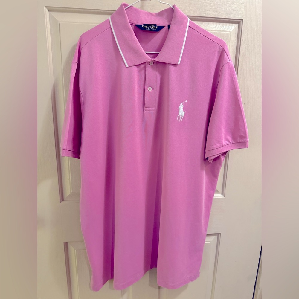 Polo Golf by Ralph Lauren Performance Polo Pink/White 2XL